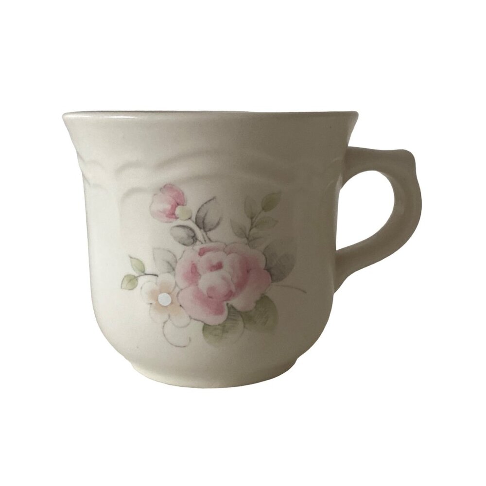 4 PFALTZGRAFF Tea Rose Floral Tea Cup Ivory Beige Ceramic Stoneware Replacement